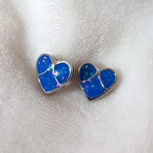 Blue opal heart earrings